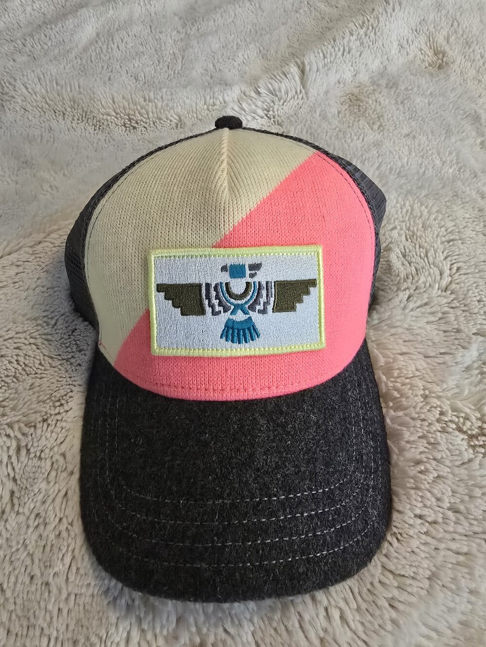 Pistil Womens Trucker Hat Aztec Bird Wool Blend Adjustable Snapback Cap